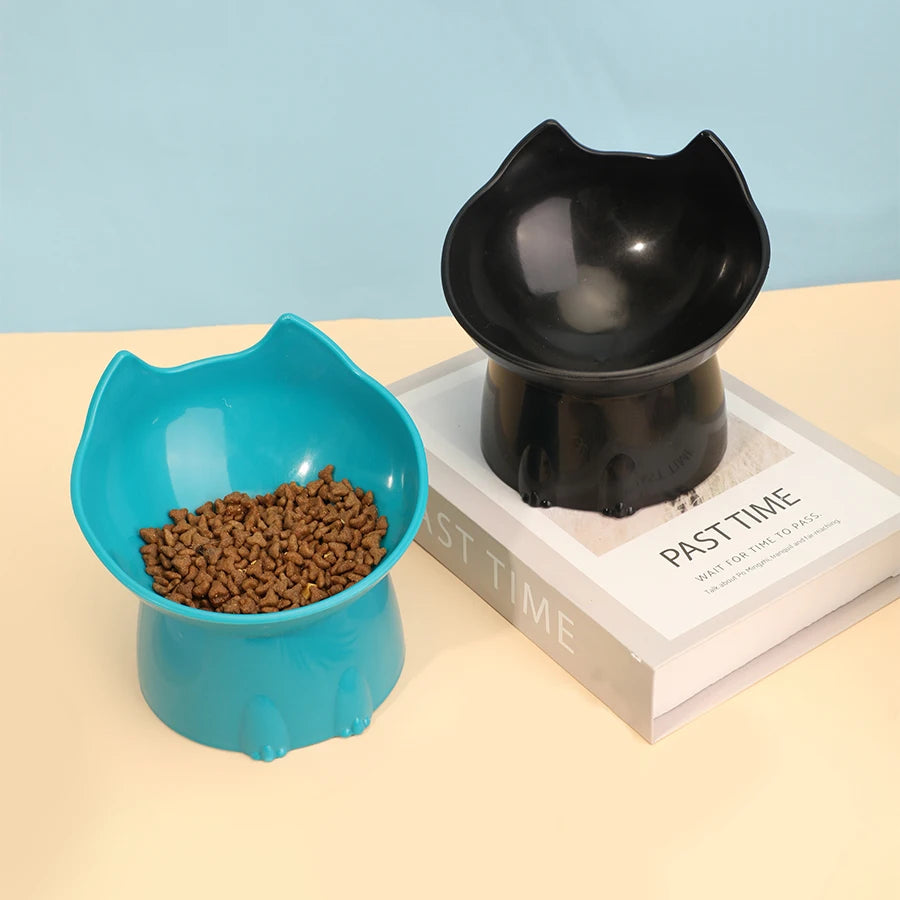 Elevated Cat Bowl with Tilted Edge