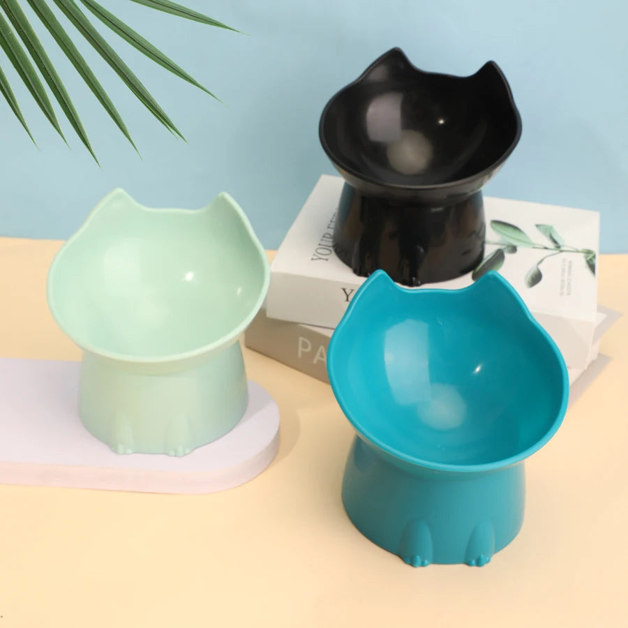 Elevated Cat Bowl with Tilted Edge