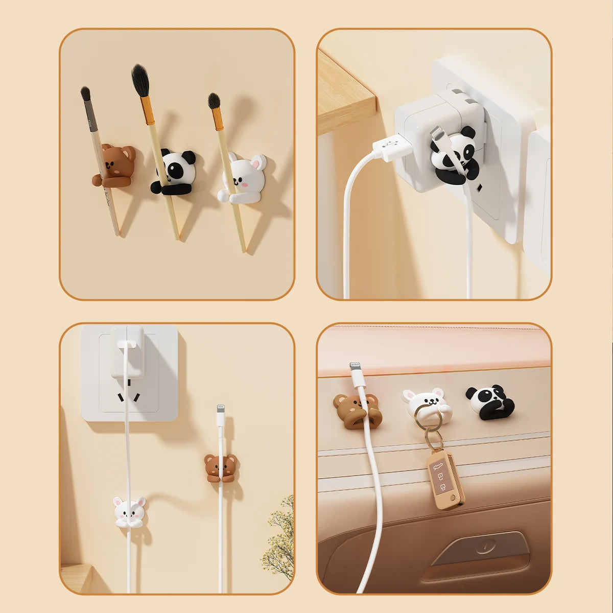 Cute Capybara Self-Adhesive Cable Organizer Clips
