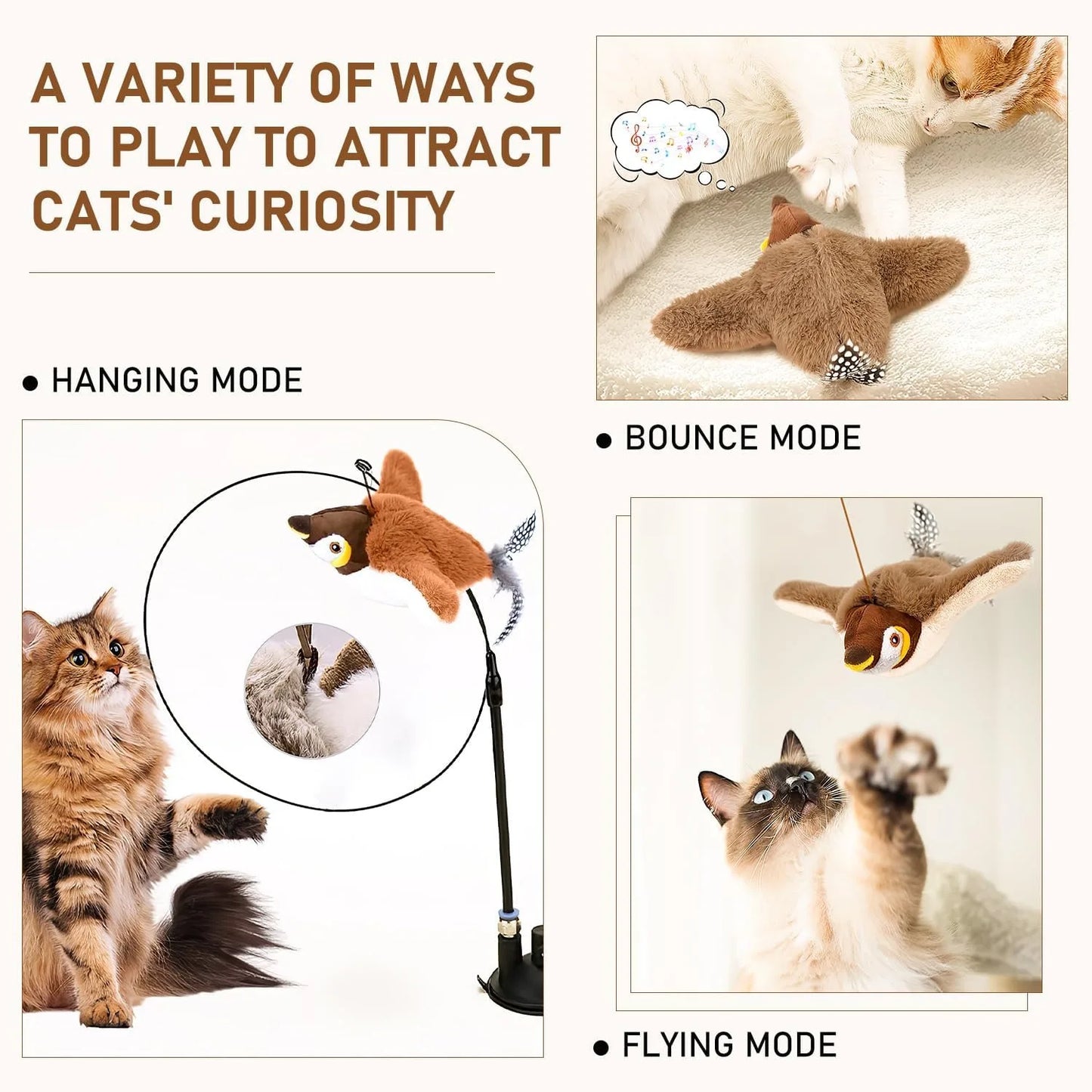 USB Rechargeable Catnip Bird Toy for Cats