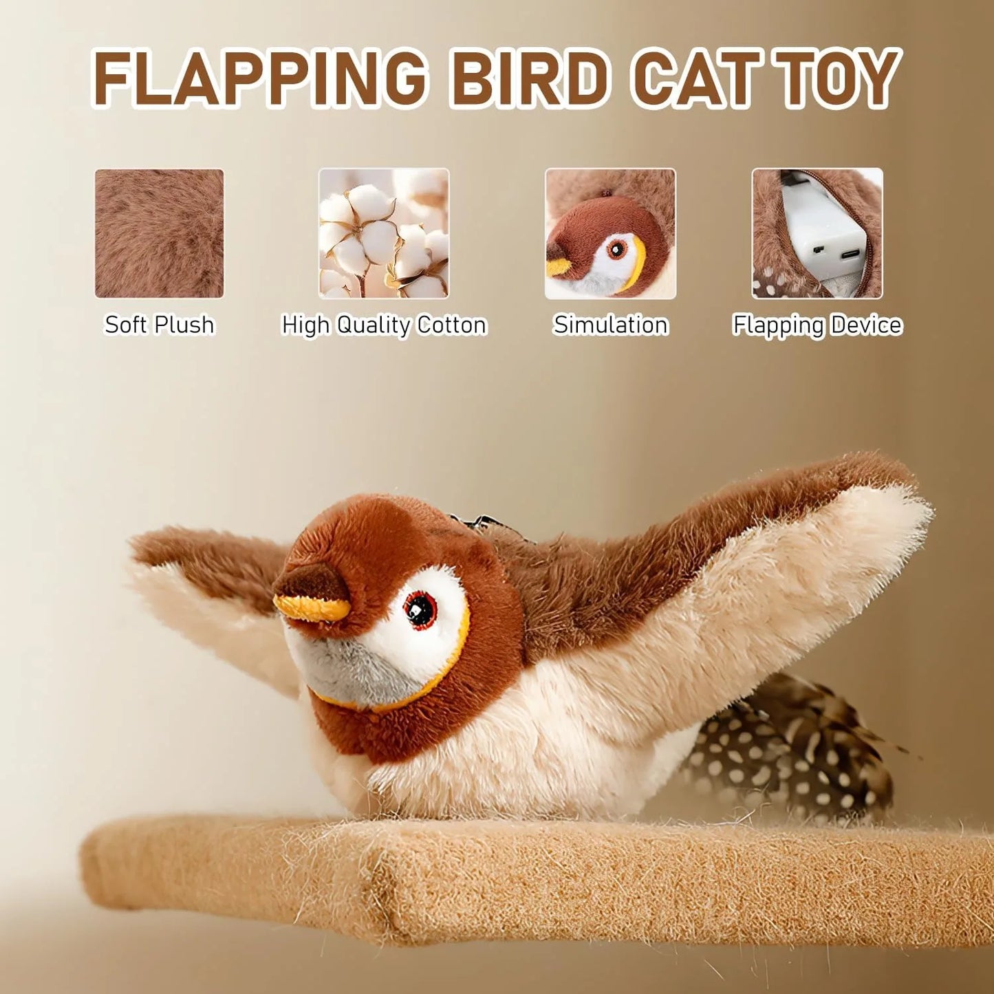 USB Rechargeable Catnip Bird Toy for Cats