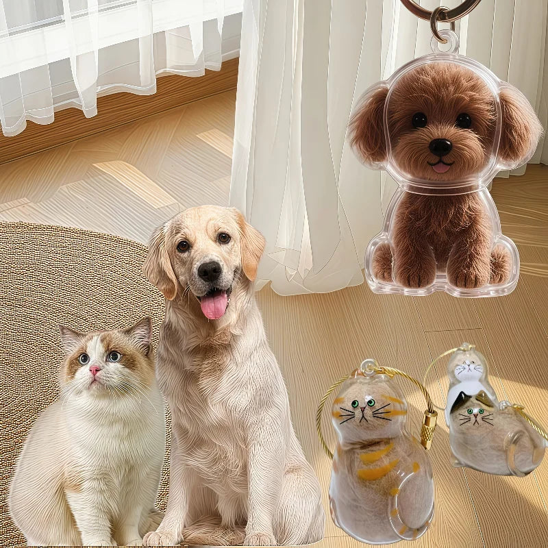 Pet Hair Memorial Keychain | Transparent Keepsake Capsule