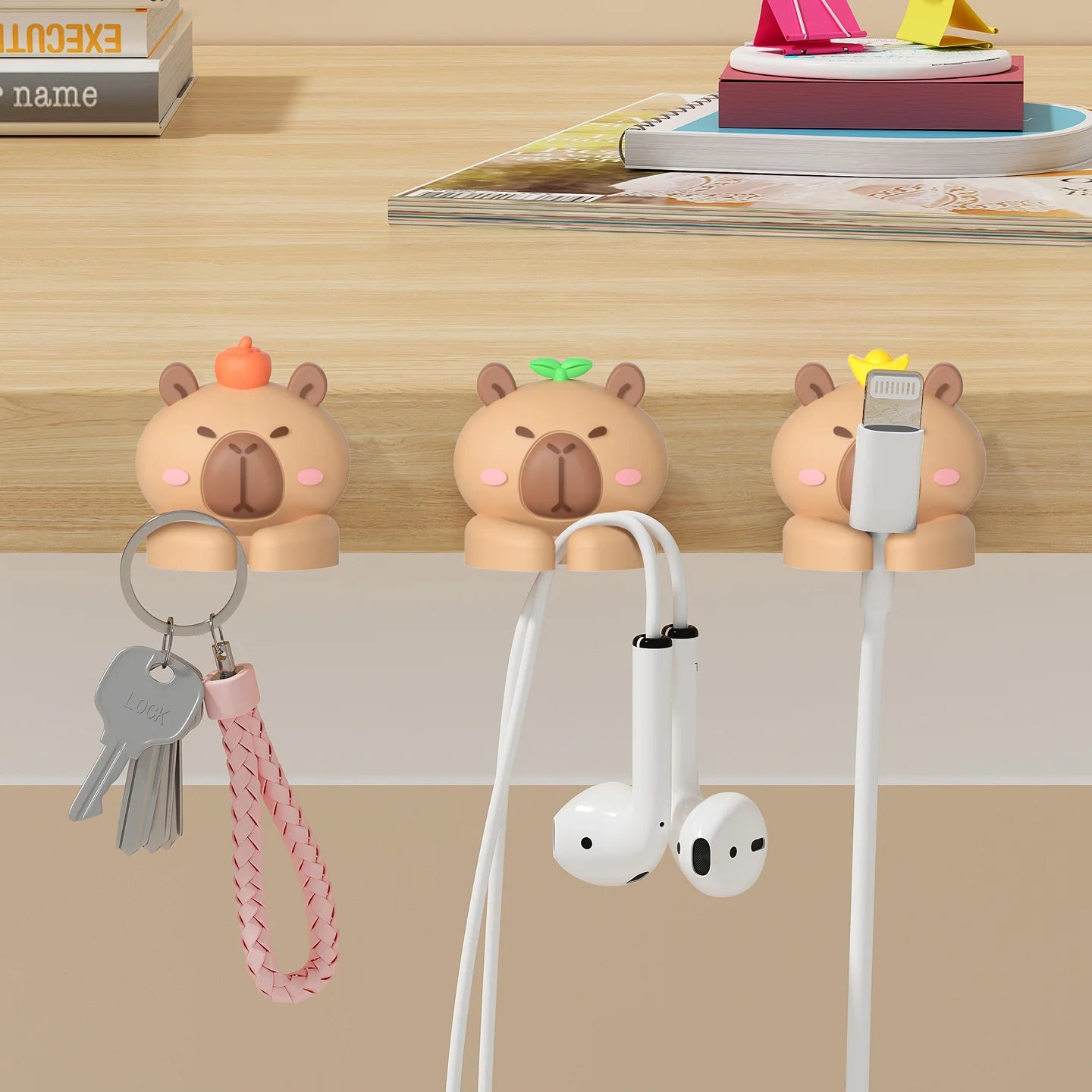 Cute Capybara Self-Adhesive Cable Organizer Clips