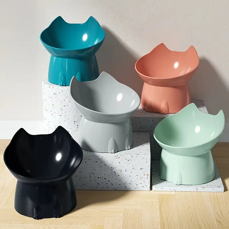 Elevated Cat Bowl with Tilted Edge