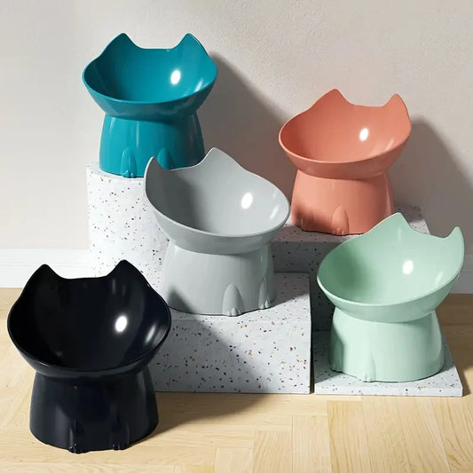 Elevated Cat Bowl with Tilted Edge